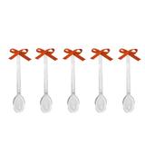 Mini Colher para Brigadeiro com Enfeite Laço Fino Laranja 30 unidades - Festabox