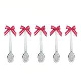 Mini Colher para Brigadeiro com Enfeite Laço Xadrez Vermelho 30 unidades - Festabox