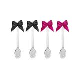 Mini Colher para Brigadeiro com Laço Preto e Rosa 30 unidades - Festabox