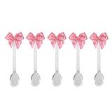Mini Colher para Brigadeiro com Laço Rosa Claro e Poá Branco 30 unidades - Festabox