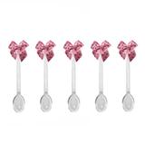 Mini Colher para Brigadeiro com Laço Rosa e Poá Marrom 30 unidades - Festabox