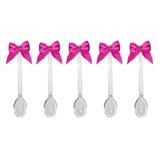 Mini Colher para Brigadeiro com Laço Rosa Pink 30 unidades - Festabox