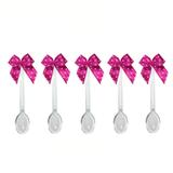 Mini Colher para Brigadeiro com Laço Rosa Pink e Poá Branco 30 unidades - Festabox
