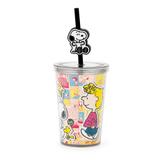 Mini Copo Canudo com Pingente Snoopy Comics - Ludi