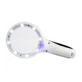 Mini Lupa De Mão 90Mm Com 8 Leds Branco E 1 Uv - Estek