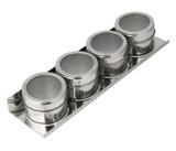 Mini Porta Condimentos e Temperos Magnetico em Aço Inox com Imã com Base 4 Peças - Alcateia