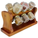 Mini Porta Temperos Giratório Em Madeira Com 12 Potes - Genus móveis