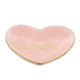 Mini Prato Decorativo em Cerâmica de Coração 9cm Mart Collection Rosa