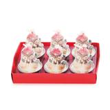 Mini Velas Corujas 6Pçs 6Cm Decoração Natal Vermelho - Cromus