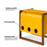 Minibar Adega Retrô com 3 Portas Garrafas Canyon - Cacau/Amarelo - Máxima