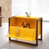 Minibar Retrô Winter em Madeira Maciça/MDF - Cacau/Amarelo - Máxima