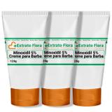 Minoxidil 5 Creme para Progressão da Barba 120g (3Und) - Extrato flora