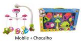 Móbile Brinquedo Giratório Musical Infantil Berço + Chocalho Mordedor - Artbrink