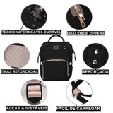 Mochila Alta Durabilidade Original Mamãe Maternidade Bolsa Impermeavel Preta Vários Compartimentos - Bny