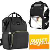 Mochila Bebê Maternidade Térmica Multifuncional Reforçada Bolsos Trás E Frente Preta - Cybee
