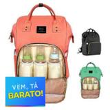 Mochila Mamãe Impermeável Salmão Bebê Maternidade Compartimentos - Cybee