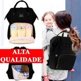 Mochila Mamãe Térmica Bebê Maternidade Multifuncional Bolsos Trás E Frente Reforçada Preta - Cybee
