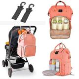 Mochila Maternidade Com Par de Ganchos Para Carrinho Térmica Impermeavel Bebê Salmão - Bny