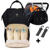 Mochila Maternidade Kit Par de Ganchos Para Carrinho Bebê Térmica Impermeavel Preto - Bny