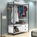 Módulo Closet 2 Gavetas e Cabideiro Rustic Florença Siena Móveis Branco/Preto