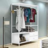 Módulo Closet 2 Gavetas e Cabideiro Rustic Florença Siena Móveis Branco