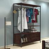 Módulo Closet 2 Gavetas e Cabideiro Rustic Florença Siena Móveis Castanho Rústico/Preto