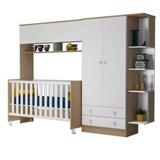 Módulo Infantil Com Guarda Roupa 2 Portas E 2 Gavetas E Berço Mini Cama 100 - Qmovi