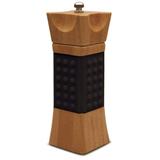 Moedor de sal grosso e pimenta em bambu com detalhe em silicone preto 21cm - Tyft