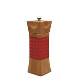 Moedor de sal grosso e pimenta em bambu com detalhe em silicone vermelho 16cm - Tyft