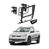 Moldura 2 din Gol Saveiro, Saveiro Cross, Voyage G6 com 4 botões(vidro elétrico/farol milha) + Suporte lateral MP5/Central Multimídia - Altoplast