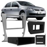 Moldura do Painel 2 Din 1 Din Gol Voyage G5 2009 a 2012 Saveiro G5 2010 a 2013 Prata Porta Objetos - Ludovico