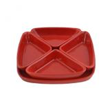 Molheira com Base 4 Peças Mondoceram Gourmet Vermelho
