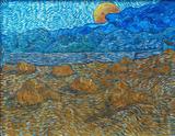 Montes de Feno ao Nascer da Lua - Vincent van Gogh - Tela 60x77 Para Quadro - Santhatela