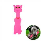 Mordedor para Cachorro Formato Gato Rosa com Efeito Sonoro Pet Toys