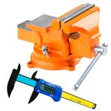 Morsa / Torno de Bancada N 5 com Base Giratória  SPARTA + Paquímetro Digital 6 POL 150 MM WESTERN