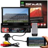 MP3 MP4 MP5 Player Shutt Daytona 1 Din Retrátil 7 Pol + Câmera Ré Colorida Tartaruga Preta