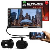 MP3 MP5 Player Automotivo Shutt Chicago TV 7 Pol Bluetooth Tv Digital USB + Câmera Ré Colorida 2x1 - Kit shutt