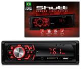 MP3 Player Automotivo Shutt Denver 1 Din USB SD Auxiliar P2 Rádio FM RCA LED Vermelho