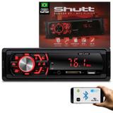 MP3 Player Automotivo Shutt Denver BT 1 Din Bluetooth USB SD Auxiliar P2 Rádio FM RCA LED Vermelho