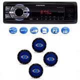 Mp3 Player Positron Sp2210 Usb Sd Radio Fm e Kit 4 Alto Auto Falantes Hurricane 6 Polegadas