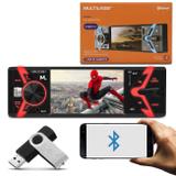 MP5 Player Automotivo Multilaser Groove P3341 LCD 4" Bluetooth MP3 MP4 App Android + Pen Drive 8GB