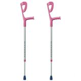 Muleta Canadense Infantil Fixa Rosa Regulável Mercur até 100kg - Par