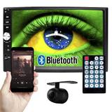 Multimídia Mp5 Vídeo Player Automotivo 2 Din Tela 7.0 Exbom Som Fm Usb Sd Aux Bluetooth Câmera de Ré - Conforme estoque disponível