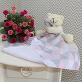 Naninha c/ Porta Chupeta - Ursa Losango Rosa - Laura baby