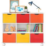 Nicho Organizador Branco 108 X 83 cm Com 6 Gavetas Color E Rodízios - Qmovi Móveis