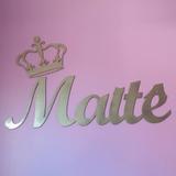 Nome Personalizado (Simples) 60cm + Coroa 20cm MDF DOURADO - Fabricação própria - rosa baby