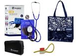 Novo Kit Aparelho de Pressão com Estetoscópio Clinico Duplo Azul Incoterm + Bolsa JRMED