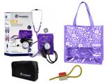 Novo Kit Aparelho de Pressão com Estetoscópio Clinico Duplo Lilás Incoterm + Bolsa JRMED