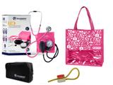 Novo Kit Aparelho de Pressão com Estetoscópio Clinico Duplo Pink Incoterm + Bolsa JRMED