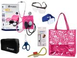 Novo Kit Aparelho De Pressão com Estetoscópio Duplo Incoterm Completo - Pink